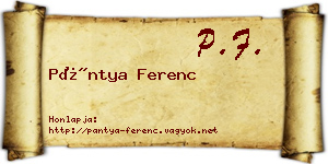 Pántya Ferenc névjegykártya