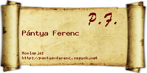 Pántya Ferenc névjegykártya